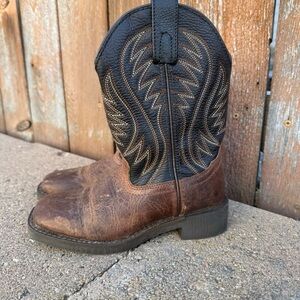 Smoky Mountain Boys Leather Cowboy Boots Black Brown Size 13